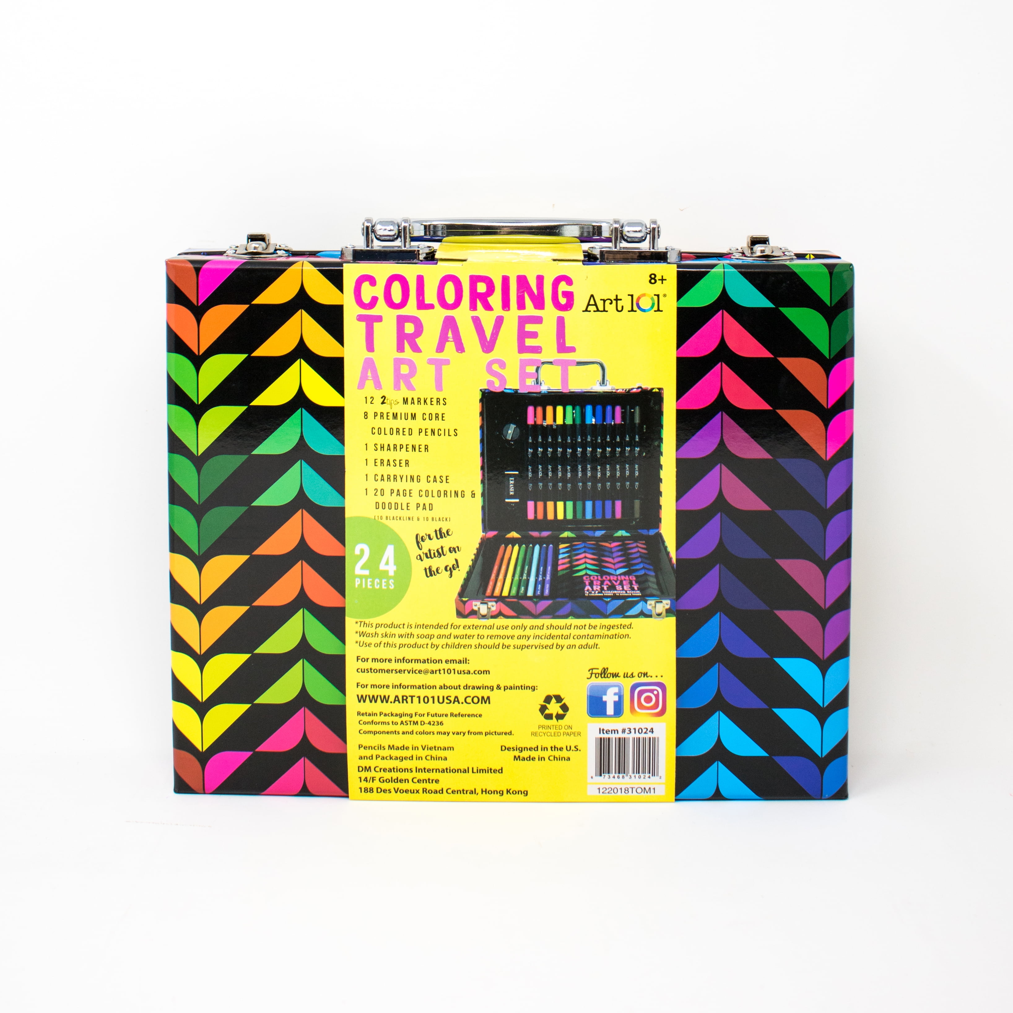 Art 101 Travel Multifunctional Beginner Art Set in Colorful Case with 24 Pieces for Children to Adults