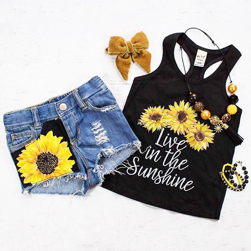 Toddler Kids Baby Girls Summer Outfits T-shirt Tops+Short Pants Clothes Set