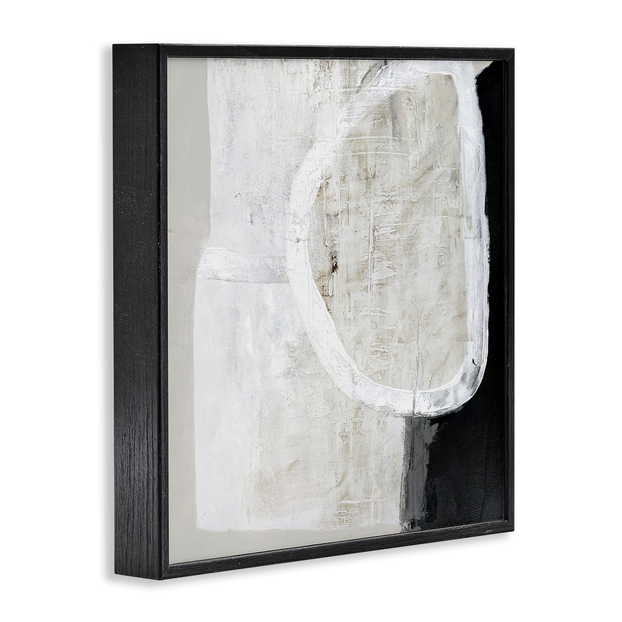 Stupell Industries Modern Neutral Abstraction Abstract Painting Black Framed Art Print Wall Art, 24 x 24