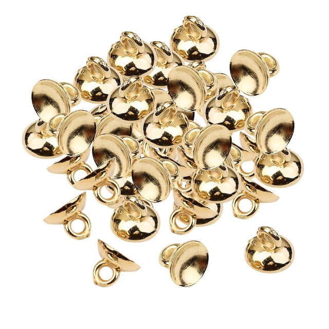 200Pcs Tapas de extremos de cordón de plástico Gorra de borla - Accesorios de joyería con hebilla de enlace de cordón de cuero para la fabricación de 10mm KC Gold Soledad La mitad redonda de Bell Beads Cap
