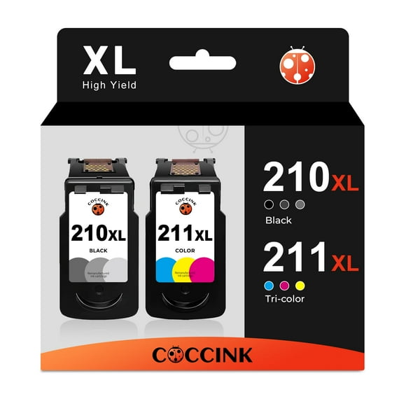 COCCINK 210TG 211TG Cartouche d'Encre pour Canon Pixma MX320 MX340 MX410 MX420 MX350 MP250 MP280 MP480 MP490 MP495 IP2702 Imprimante pour Canon PG-210 CL-211 210 TG 211 TG Combo