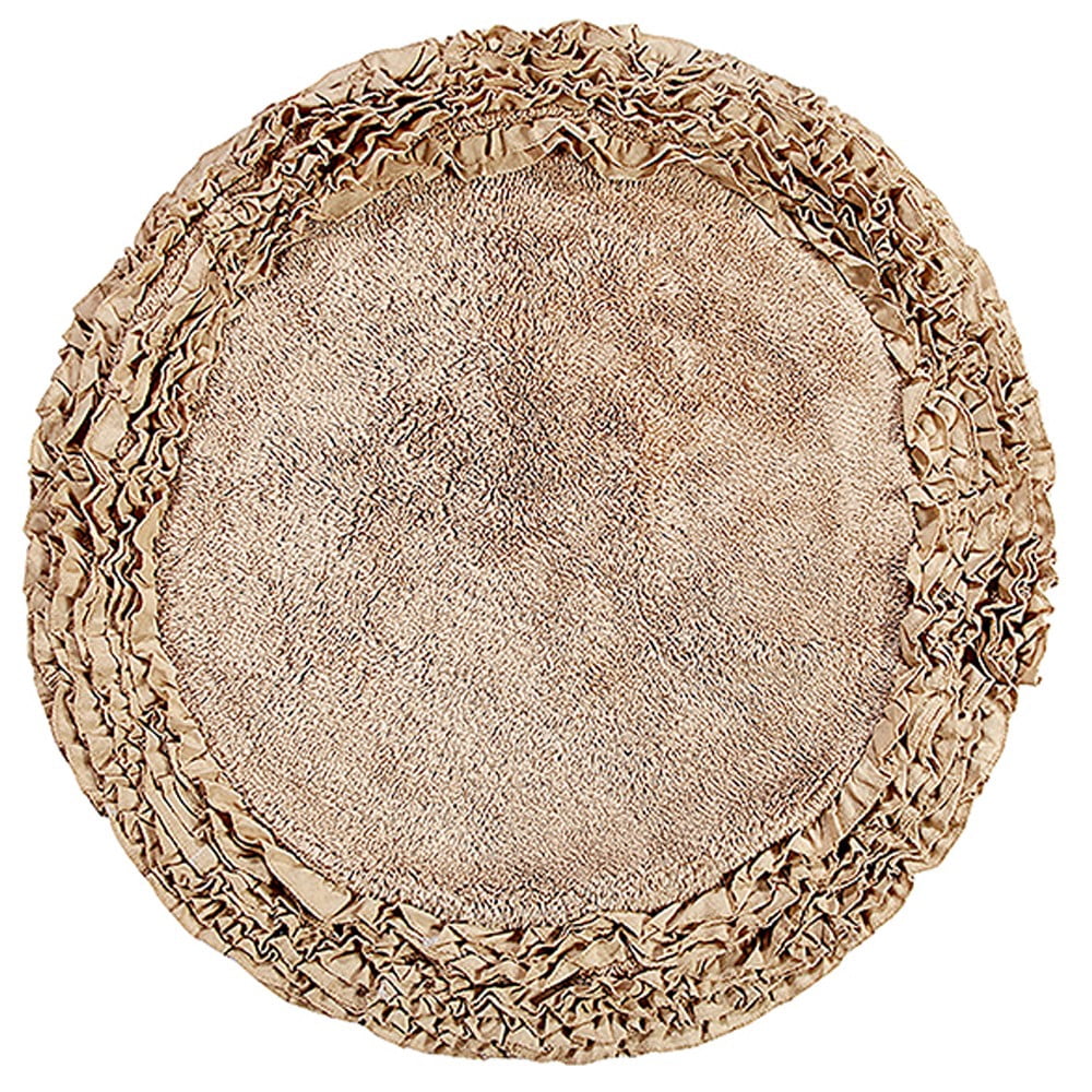 Better Trends 30'' x 30'' Round Shape Bathroom Rug with Non Slip Backing 100% Cotton Water Absorbent, Machine Washable, (Beige) Shaggy Border Collection