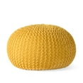 thumbnail image 2 of Noble House Round Plush Fabric Poufs, Yellow, 2 of 7