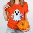thumbnail image 5 of HOMBOM Womens Orange Essentials T Shirt Crewneck Graphic Festive Breathable Short Sleeve Basic Ladies Tees Athletic Tops,M, 5 of 6