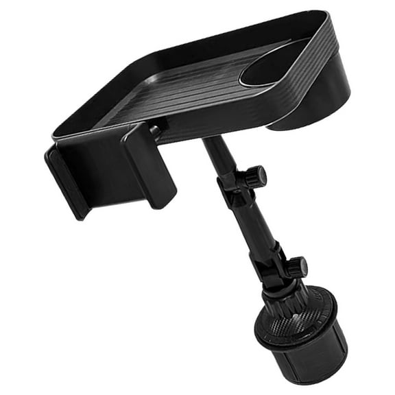 Black Car Cup Holder Tray with Phone Mount for Car Use Plastic Material 7.87 x 5.12 Inches