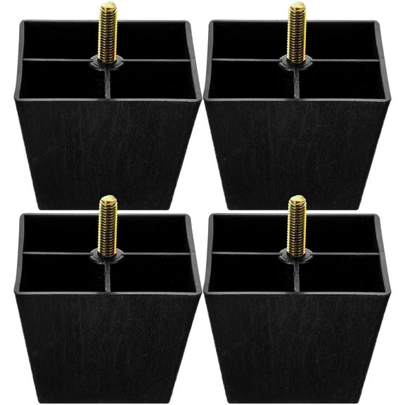 RENACLIPY Furniture Legs Black Plastic Metal Easy Install for Furniture 4Pcs