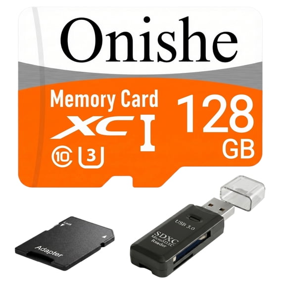 Onishe 128GB Micro SD Card 4K Class 10 Flash Memory Card U3 Expansion TF Card High Speed for Camera/Gopro/Phone/Car Dashcam/Monitor/Drone/Computer/Tablet/PC