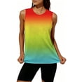 thumbnail image 4 of Uootdi Women's Activewear Gradient Color Back Split Sleeveless Solid Tops Gym Training Style Soft Stretchy Slim Fit Shirts Gift, 4 of 5