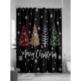 thumbnail image 4 of Black Christmas Tree Shower Curtain Set, Waterproof Shower Curtains for Bathroom, Xmas Tree Winter Snowflake Washable Fabric Cloth Bath Curtain for Bathtub Decoration with Hooks 48x72 Inches, 4 of 5