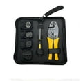 thumbnail image 1 of Cable Crimping Pliers, Cable Crimping Tool with 5 Interchangeable Jaws, Ratcheting Pliers, 1 of 5