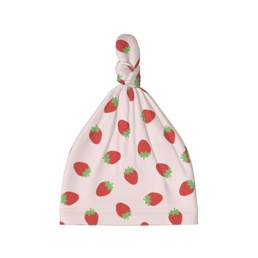 Picia Strawberry Printed Preemie Hats for Baby Girls Cotton Premature Knot Hats Newborn Hospital Cap Warm Knot Beanie Nicu for Preemie Girls and Boys