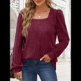 thumbnail image 4 of Camisas Tipo Túnica para Mujer, Camisas Holgadas de Larga, Camisas de Cuello Cuadrado Vino Tinto S, 4 of 8