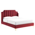 thumbnail image 2 of Modway Daniella Performance Velvet Queen Platform Bed in Maroon, 2 of 8