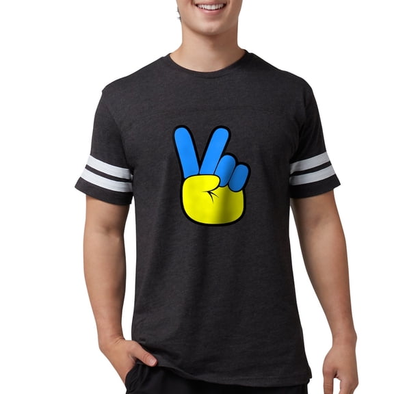 CafePress - Ukrainian Flag Peace Sign Ukraine Native H T Shirt - Mens Football Shirt