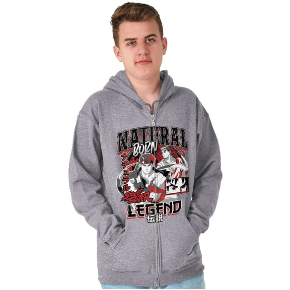 Street Fighter Natural Born Legend Zip Up Hoodie Men's Women's Brisco Brands S
