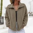 thumbnail image 6 of VISALY Women Solid Color Zipp Up Ribbed Corduroy Filled Cotton Collared Casual Jacket Long Sleeve Winter Coat Fall Outerwear Tops with Pockets Grey 4Xl, 6 of 9