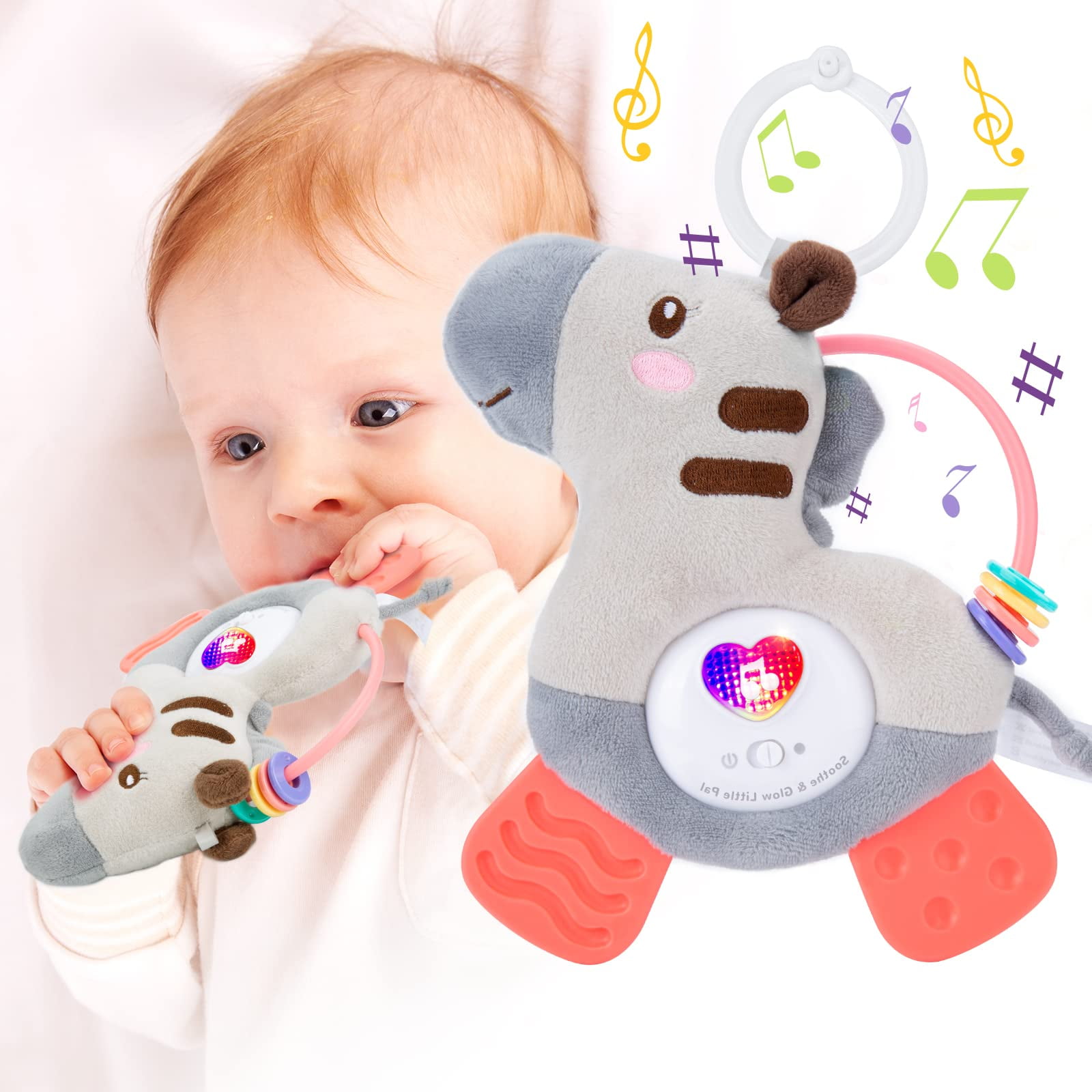 Musical Baby Teething Toys with Soft Light,Teething Toys for Babies 0 3