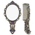 thumbnail image 1 of MasteelfCA 1 Set Vintage Makeup Mirror Cosmetic Mirror Handheld Mirror Decorative Mirror with Comb, 1 of 8