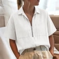 thumbnail image 6 of Enjoytime Women Tops V Neck Collared Half Zip Up Short Sleeve Shirts Summer Casual Work Blouses, 6 of 7