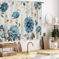 thumbnail image 4 of Farmhouse Blue Flower Kitchen Curtains Rustic Orchid Floral Bathroom Curtains Window Treatment Drapes Tier Butterfly Vintage Cafe Small Bedroom Short French Door Curtains 2 Panels 27.5x39 Inch, 4 of 6
