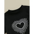 thumbnail image 5 of Suealasg Kids Toddler Girls Outfits Black Short Sleeve Crewneck Heart Print Side Drawstring Dress Little Girls Summer Beachwear Clothes, 5 of 8