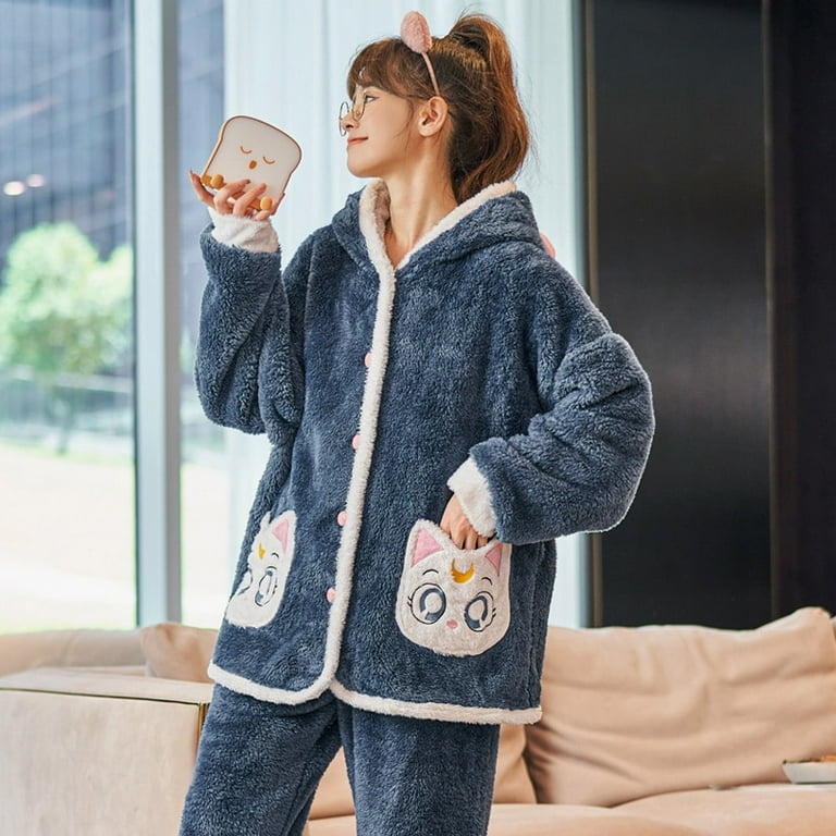 DanceeMangoo FUNISHI Winter Pajamas Inspissate pijama mujer Plush