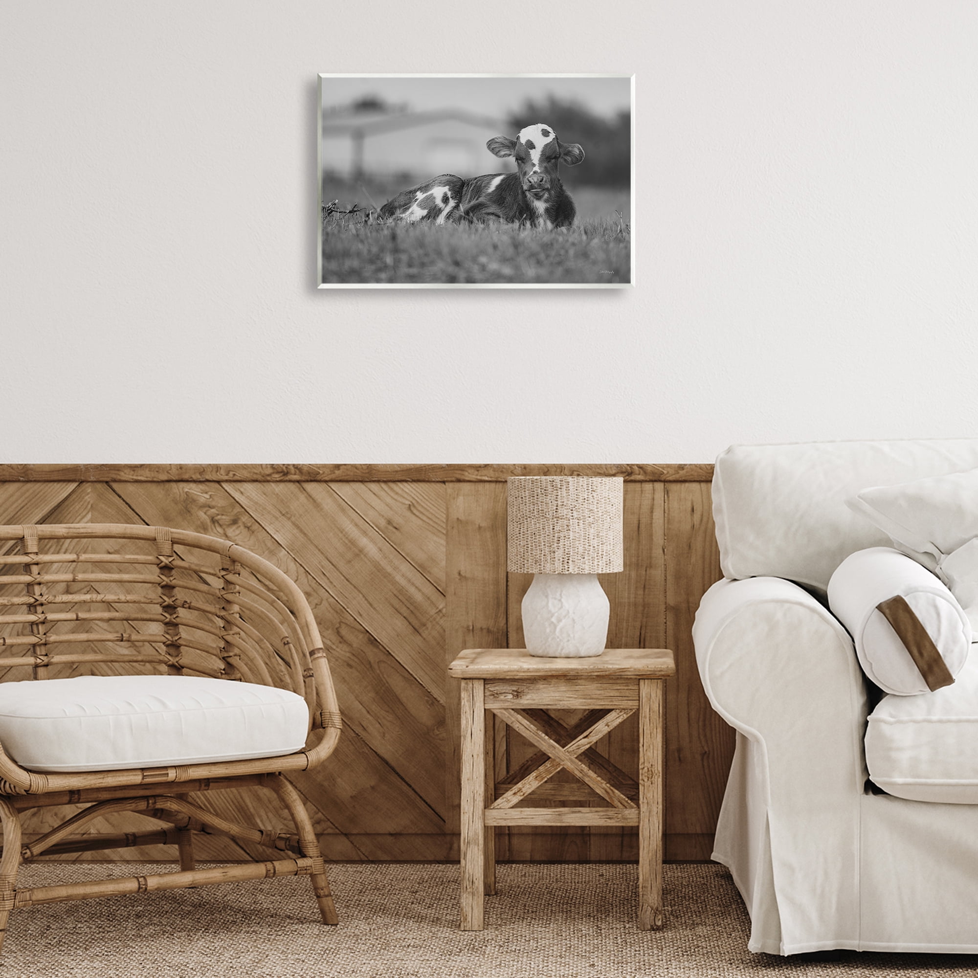 Stupell Industries Resting Cow in Grass Animals & Insects Photography Unframed Art Print Wall Art, 19 x 13