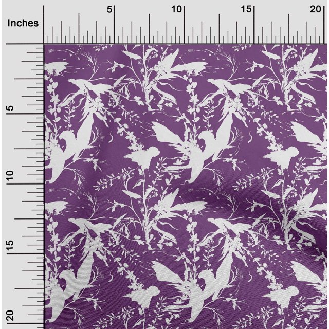 oneOone Velvet Purple Fabric Leaves Craft Projects Decor Fabric Printed By The Yard 58 Inch Wide