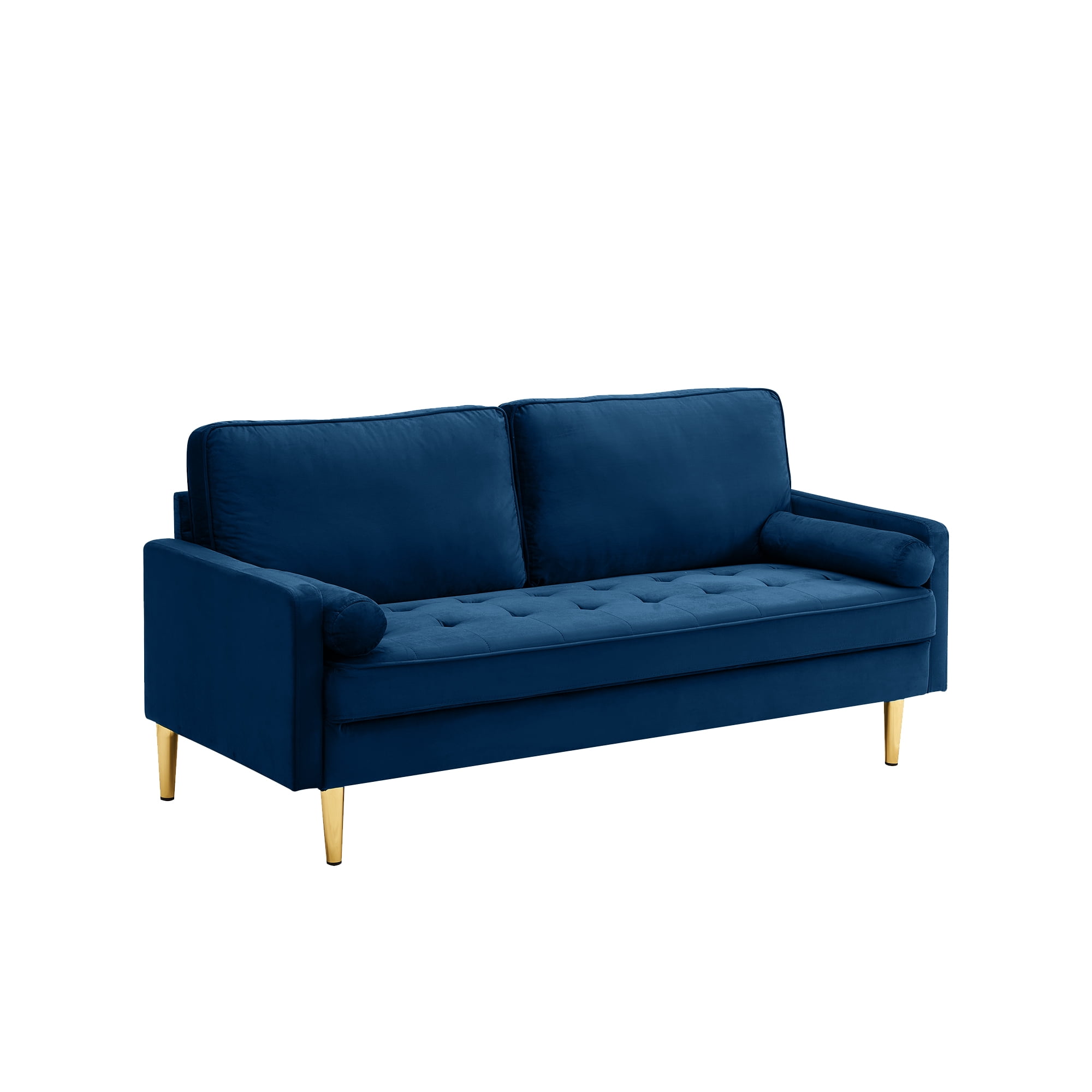 65" Velvet Upholstered Small Loveseat Couch, 2 Seater Sofa with Pine Wood Frame, Comfortable Loveseat with High-Density Sponge for Living Room, Navy