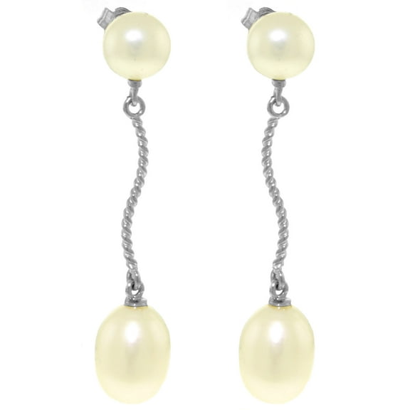 Galaxy Gold 14K White Gold Natural Pearl Dangle Earrings - June Birthstone - Balance & Intuition - Fine Jewelry for Women