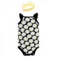 thumbnail image 4 of Hudson Baby Infant Girl Sleeveless Bodysuit and Headband Set, Black Daisy, 9-12 Months, 4 of 5