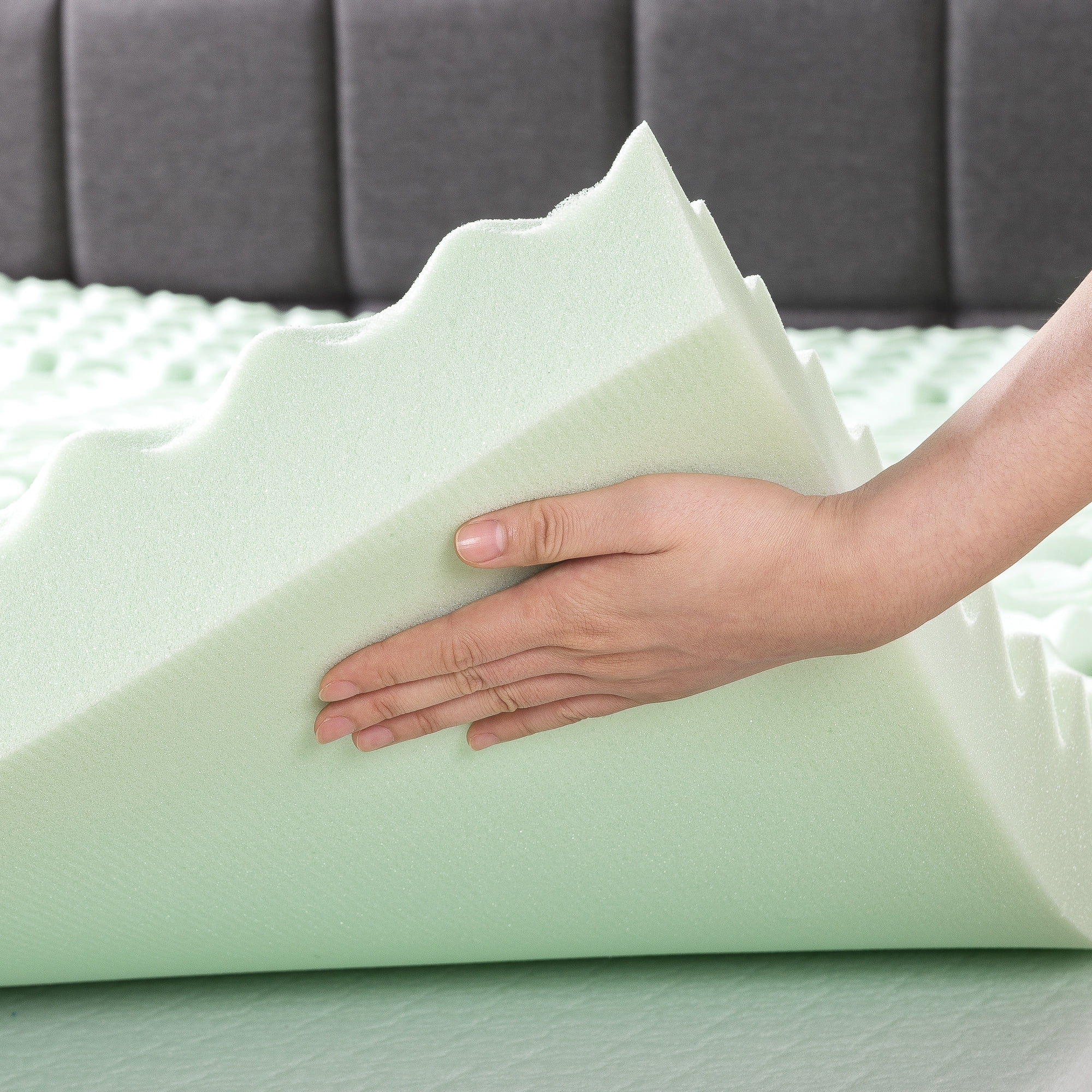 Best Price Mattress 4" 5-Zone Memory Foam Mattress Topper with Green Tea Infusion, King