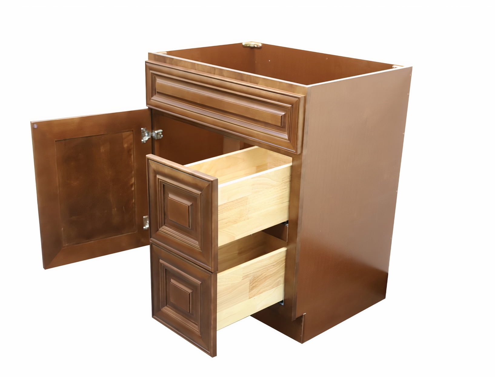 30" Shaker Bathroom Vanity Sink Base with Drawers (Ready-to-Assemble), Maple Walnut Vanity Base