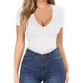 thumbnail image 2 of Women's Long Sleeve V Neck Slim Fitted Basic Tee Top Stretch Rayon/Spandex - S-L, 2 of 5