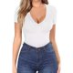 thumbnail image 2 of Camiseta básica ajustada de manga larga y cuello en V para mujer, de rayón elástico/spandex - S-L, 2 of 5