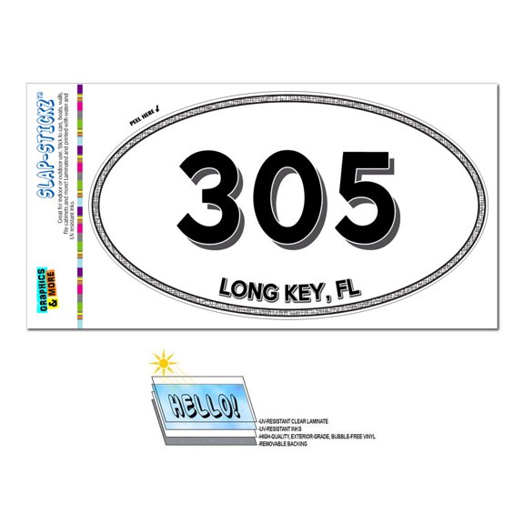 305 - Long Key, FL - Florida - Oval Area Code Sticker