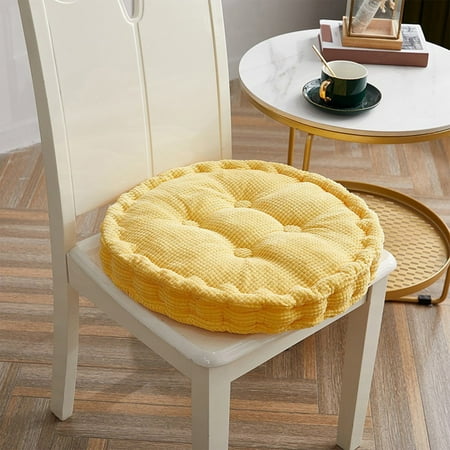 

YiBai Round Cushion Thickened Fart Cushion Chair Cushion Soft Cushion Corduroy Soft Cushion Yellow for Father Dad