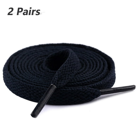 2 Pair Flat Shoe Laces for Sneakers, 29 Colors Shoelaces for Sneakers, Athletic Shoelaces in 6 Different Lengths, navy blue, 39" / 100cm