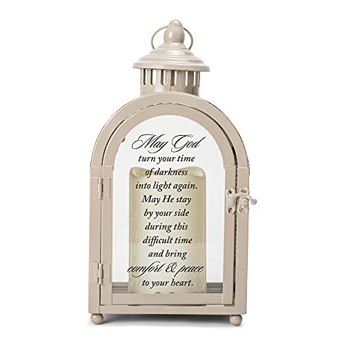 May God Turn Your Darkness Light 11 x 5.5 Metal and Glass Candle Lantern