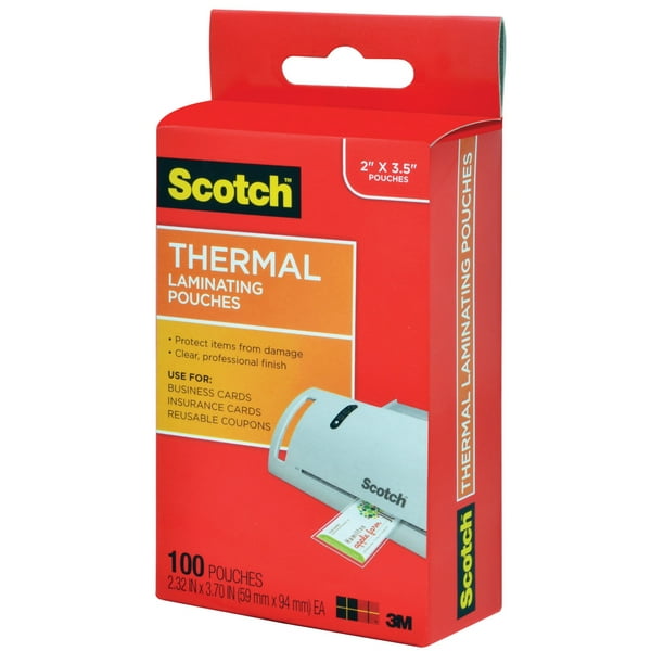 Scotch Business Card Size Thermal Laminating Pouches 5 mil 3 3/4 x 2 3/