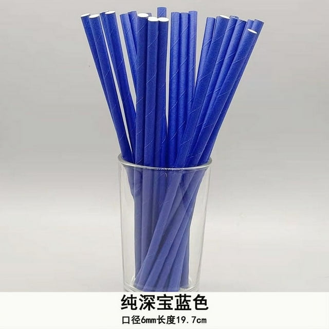 Nvzi 100Pcs Biodegradable Paper Straws for Party Supplies,Birthday,Christmas Decorations-Dark Blue