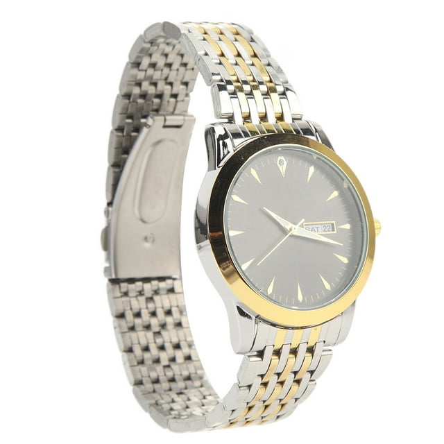 Reloj De Hombres De Cuarzo, Vestido Comercial Elegante De Acero Inoxidable, Reloj A Prueba De Agua, Comercialización De Doble Fecha Con Pantalla De Calendario