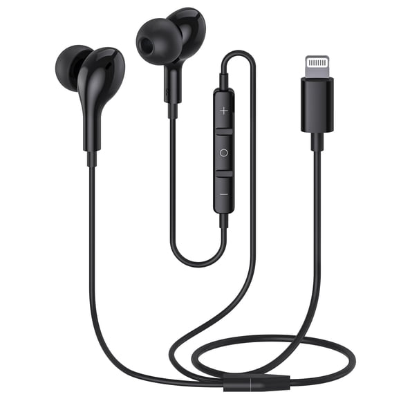 Guguearth Auriculares para iPhone, Auriculares Certificados MFi Lightning HiFi Estéreo Auriculares con Aislamiento de Sonido Magnético con Micrófono Compatible con iPhone 14 13 12 11 Pro Max iPhone X