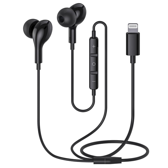 Guguearth Auriculares para iPhone, Auriculares Certificados MFi Lightning HiFi Estéreo Auriculares con Aislamiento de Sonido Magnético con Micrófono Compatible con iPhone 14 13 12 11 Pro Max iPhone X