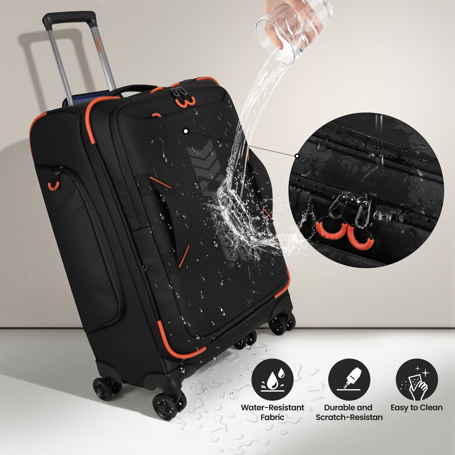 New York Xpress 30" Softside Large Checked Luggage, Lightweight Water-Resistant Upright Suitcase with Wheels, Black - TA8353