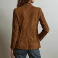 thumbnail image 4 of Women's Retro Faux Suede Leather Blazer Jacket Notched Collar Work Dressy Business Casual Coat, 4 of 6