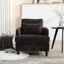 BISHE Mid Century Modern Armchair, Solid Wood Frame Accent Chair with Tufted Chenille Upholstery & Studded Details, Comfortable Lounge Chair for Living Room, Bedroom or Reading Nook, Black