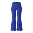 thumbnail image 4 of Women's Stretch Flared Pants High Waist Pants with Split Hem Pockets for office Blue M(M), 4 of 8