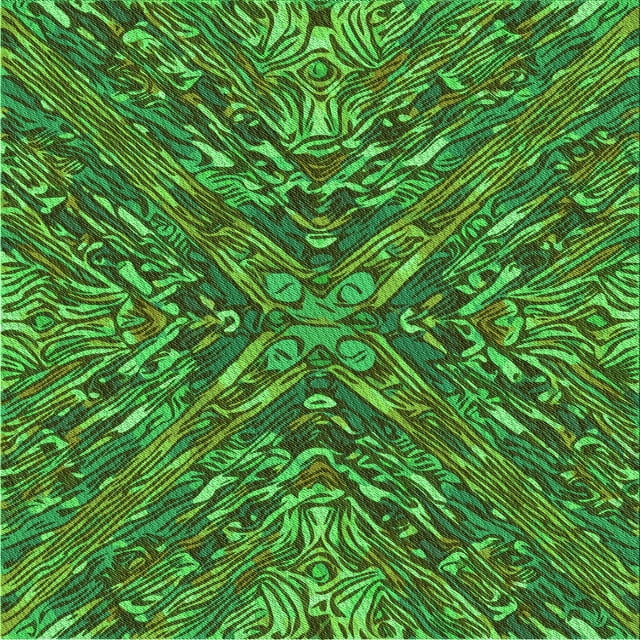 Ahgly Company Machine Washable Indoor Square Transitional Dark Forest Green Area Rugs, 5' Square