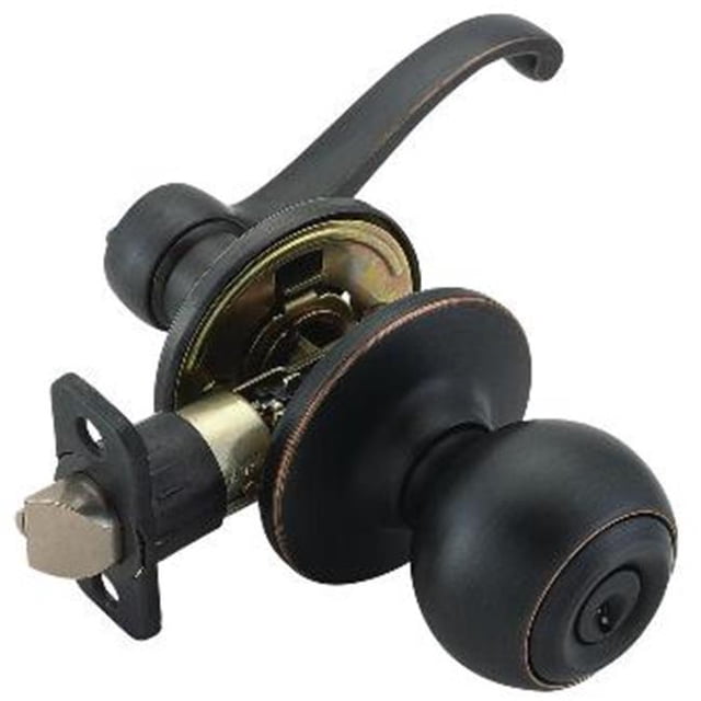 Design House 741165 Scroll 2-Way Latch Entry Door Knob and Handle, Adjustable Backset